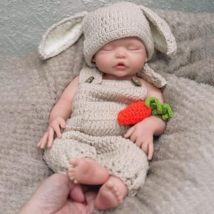 Poupée bébé fille réaliste en silicone de 16 pouces, poupée reborn endormie, poupée nouveau-né réaliste avec poids, jouet lavable pour enfants - Product Image 6