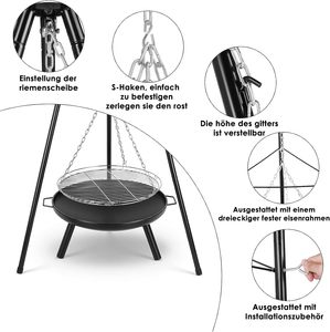 Soporte Giratorio de Acero Inoxidable para Parrilla de Leña, Soporte para Cocinar al Aire Libre, para Acampar - Product Image 4