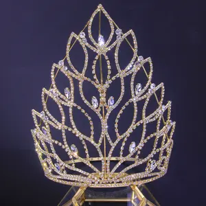 Brillante de la Reina de la belleza corona Tiara austriaco claro de cristal de diamantes de imitación concurso gran corona