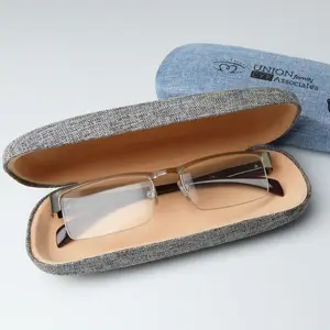Wholesale Luxury Linen Spectacle Hard Reading Glasses Cases Linen Spectacle Eyeglass Custom Box Packaging For Optical Storage