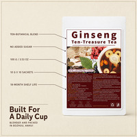 Thé aux dix trésors au ginseng MWTEA 100g 10 sachets Mélange de 10 herbes Goji Maca Racine de bardane Marque privée OEM Vente en gros