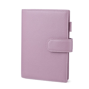 Carnet à pages fixes en cuir de vachette véritable B6, personnalisé, ODM/OEM, avec emplacements pour cartes, couverture en cuir grainé Litchi pour la lecture et l'écriture - Product Image 1