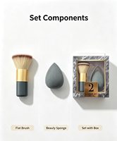 Set Kuas Makeup dengan Spons Kecantikan Mini Profesional, Kuas Sintetis Lembut untuk Foundation, Perlengkapan Makeup Wajah untuk Perjalanan dengan Wadah Transparan