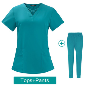 Tenues médicales élastiques à séchage rapide pour femmes, idéales pour médecins et infirmières, à manches courtes, fines, confortables et respirantes pour l'été. - Product Image 5