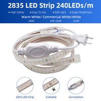 Bande lumineuse LED extérieure étanche IP65, 50 m, 240 LED/m, blanc chaud 6500K, compatible avec commande tactile/télécommande/application, AC110V/220V