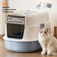 Bac à litière pour chat entièrement fermé, écologique, carré, 20L, en plastique, grand format, avec tiroir, anti-odeur, anti-éclaboussures, pour chats