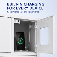 Casier de recharge pour téléphone intelligent à 6 portes avec chargement USB, rangement sécurisé en acier pour bureau, école, salle de sport