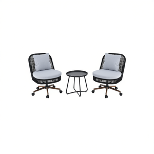 Set di Divani da Esterno Moderni con Ruote, Struttura in Ferro e Tessuto, Arredamento per Soggiorno - Product Image 1