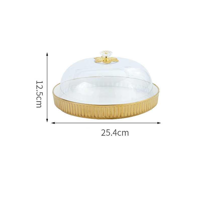 Supporto per torta piatta in oro da 10 pollici con coperchio