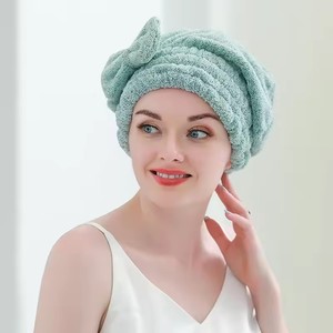 Envoltura de toalla de bambú para el cabello, turbante de ducha de secado de cabello de microfibra con lazo, toallas absorbentes de secado rápido para el cabello para mujeres Anti Frizz - Product Image 3