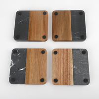 Sous-verres carrés de style nordique en marbre et bois d'acacia, résistants à la chaleur, antidérapants, écologiques, lavables, pour la maison, taille personnalisée, ensemble de 10 mm
