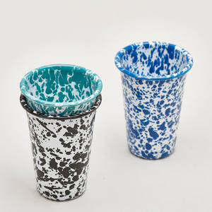 Esmalte campamento al aire libre Vintage rojo Splash Splatter Slosh Splatterware sin mango esmalte café <span class=keywords><strong>cerveza</strong></span> beber vaso de vidrio corto - Product Image 6