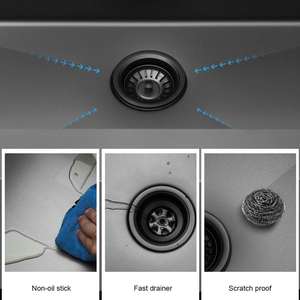 Nouveau design multifonctionnel noir nano évier de cuisine de luxe affichage à LED installation à la main en acier inoxydable sous le comptoir à un trou - Product Image 5