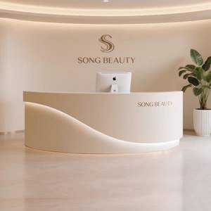 Leichter Luxus Empfangstresen mit Bogenfront aus Holz für Schönheitssalon, Zahnklinik, Kasse, Schulungseinrichtungen, Geschäft, Hotel - Product Image 3