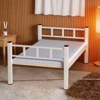Cadre de lit simple en fer blanc durable pour chambre d'hôtes ou dortoir