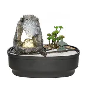 La fontaine de bouddha de jardin zen de table personnalisée comprend un lac de roches de sable et un bonsaï - Product Image 4