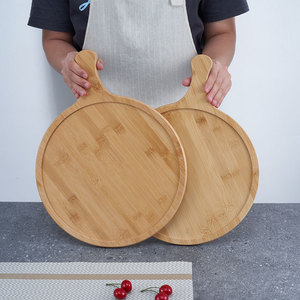 Planche à charcuterie ronde en bambou durable de qualité supérieure, pelle à pizza avec poignée, plateau de service en bois pour fromage, <span class=keywords><strong>steak</strong></span>, fête, vente en gros - Product Image 5