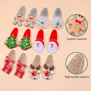 Barrettes à cheveux scintillantes pour enfants, thème Noël : Père Noël, rennes, sapin, pain d'épices – Accessoires de fête pour les fêtes de fin d'année - Product Image 2