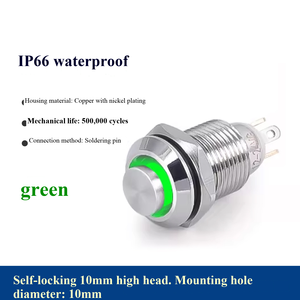 10mm IP65 1NO Home Appliance Push Button <b>Switch</b> <b>12V</b> 24V DC 110V 220V AC High head with <b>light</b> - Product Image 4