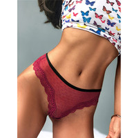 Mode Sexy String Femmes Sous-Vêtements Culottes Filles Mature Transparent Rose Dentelle Lingerie T-Back Perizoma Tanga G-string