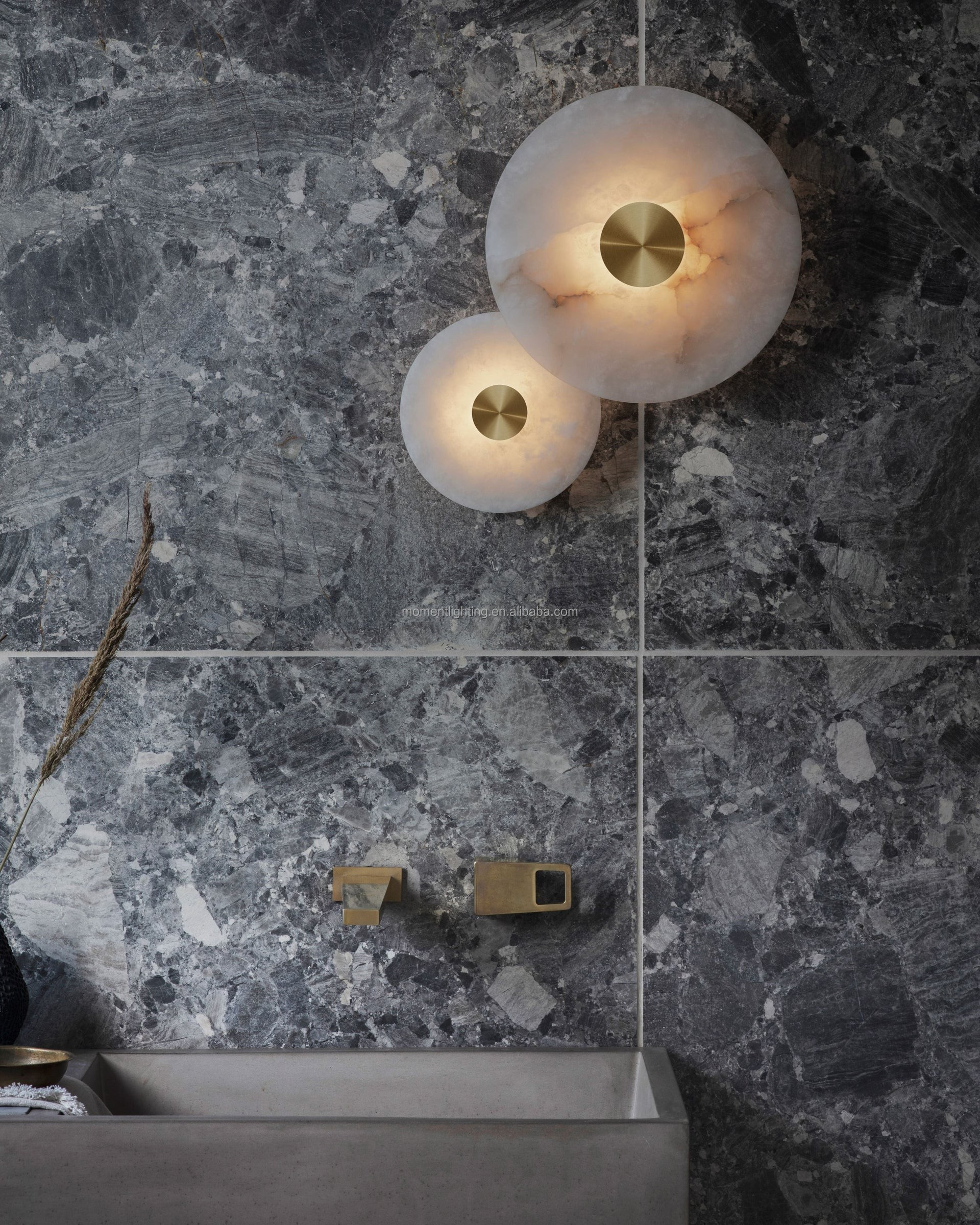 round alabaster wall light