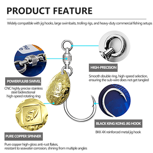 จิ๊กใบมีดเสริมความแข็งแรง <span class=keywords><strong>BKK</strong></span> 4X พร้อมตัวหมุนทองแดงป้องกันสนิม ผลิตจากเหล็กกล้าไร้สนิม CNC หมุนได้ความเร็วสูง ทนทานต่อการกัดกร่อนในน้ำเค็ม - Product Image 2