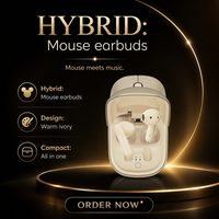 Souris sans fil 2-en-1 avec étui de charge pour écouteurs, accessoire informatique de bureau