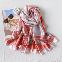 Écharpes et foulards en soie à motifs floraux colorés d'été, légers, doux, grands châles, imprimés floraux, en polyester et soie