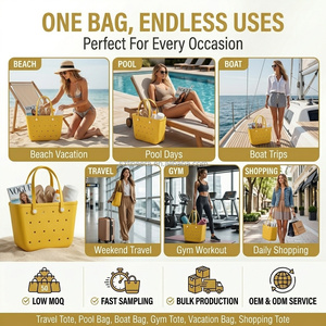 Sac de plage EVA léger, imperméable, grande capacité, ajouré, anti-sable, lavable, en caoutchouc de silicone, pour l'été et les activités de plein air - Product Image 2