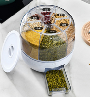 Grand distributeur de riz 10L, conteneur de stockage de céréales à 6 compartiments, organisateur de réfrigérateur rotatif pour la cuisine, grande capacité de stockage