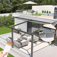 Pergola pliante motorisée en aluminium pour extérieur avec voile en PVC pour balcon - Protection contre le soleil et la pluie par télécommande