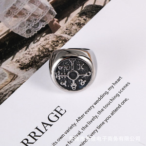 Korean Style <b>Titanium</b> Steel <b>Ring</b> Cross Pattern Men's Party Jewelry SA819 - Product Image 4