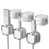 Lot de 9 clips magnétiques auto-adhésifs en plastique ABS pour câbles – Organiseurs modernes de luxe pour bureau et table de chevet – Câbles HDMI/USB/audio (Blanc)