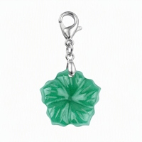 Nouveau Pendentif Fleur Sculptée à la Main en Pierre Précieuse avec Fermoir Mousqueton, Cristal Naturel, Bijou Cadeau, Vente en Gros