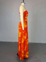 Robe longue d'été pour femme, imprimée, à découpes, à bretelles smockées, grande taille, S-2XL