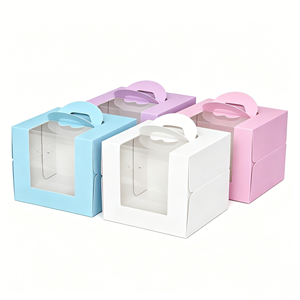 Boîte à gâteau multicolores avec poignée, 3, 4, 6 pouces, pour emballage cadeau, pâtisserie, tiramisu, gâteau <span class=keywords><strong>mille</strong></span>-feuilles, avec fenêtre transparente - Product Image 2