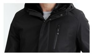 Parka longue noire vierge en fourrure pour hommes avec logo personnalisé, parkas d'hiver, veste, <span class=keywords><strong>manteau</strong></span> pour hommes 2021 - Product Image 3