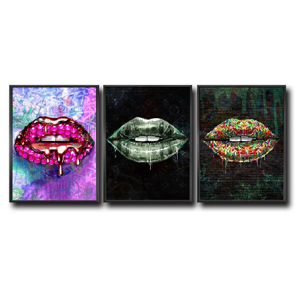 Rebhorn Kunst Schilderij Afdrukken Lip Art Printing Populaire Stijl Muurschildering Canvas Schilderij Versie Hd Afdrukken Grote Muurschildering Groothandel