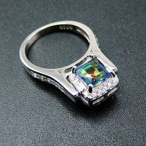 แหวนเงินสเตอร์ลิงแบบพลิกกลับได้สองด้าน ประดับพลอยพาราอิบา สำหรับงานแต่งงาน งานเลี้ยง หรือวันครบรอบ - Product Image 2