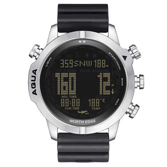 NORTH EDGE Men's Professional Diving Computer Watch Scuba Diving NDL 50M Dive Watches Altimeter Barometer Compass