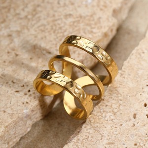 Bague ouverte à trois couches en acier inoxydable, style européen et américain, personnalisée pour femme, hip-hop, plaquée or 18 carats, titane - Product Image 4