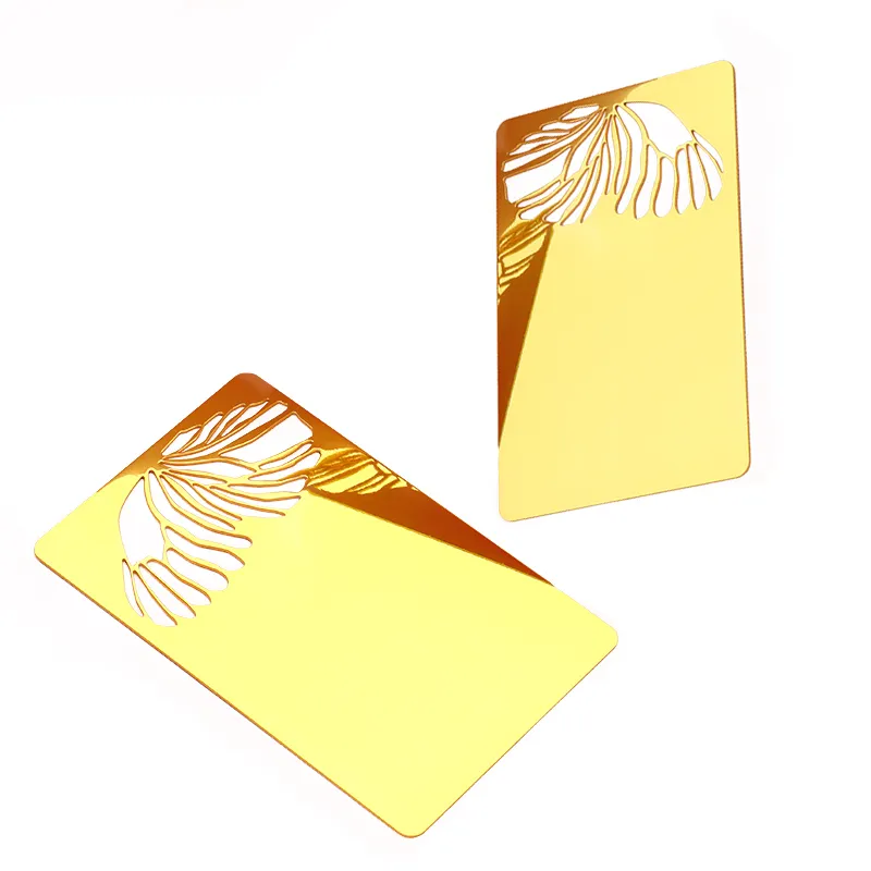 Carte de crédit en métal 24k miroir or vierge personnalisable cartes de membre de luxe personnalisées mode cartes de visite en or gravées de luxe