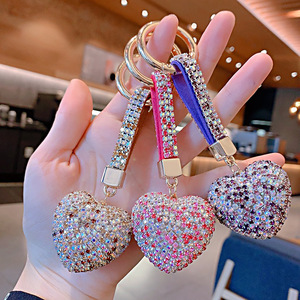 Cute Cartoon Heart Keychain Inlaid Diamond Peach Rhinestone Claw Chain Car Key Pendant Elegant Crystal Keychains DM ST00TZDTX