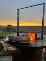 Braiser CORTEN en Acier Corten de 100 cm, Foyer Circulaire Extérieur pour Barbecue au Bois et au Charbon