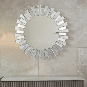 Specchio da Parete Decorativo in Vetro Stile Art Déco con Cornice Radiale Stratificata <span class=keywords><strong>per</strong></span> Soggiorno e Camera da Letto Moderni - Product Image 2