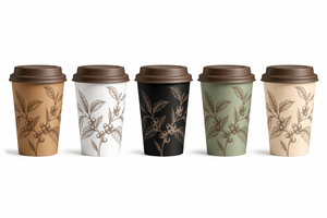Vaso de Café Desechable de Papel Kraft con Impresión de Logotipo OEM Personalizado, con Ilustración Botánica <span class=keywords><strong>Vintage</strong></span>, Vaso para Llevar Bebidas Calientes - Product Image 5