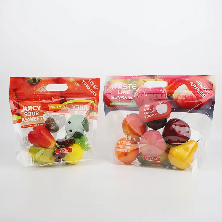 Sacchetti per congelatore in plastica trasparente per imballaggio di frutta e verdura fresca/sacchetto per imballaggio in plastica per alimenti congelati con cerniera a scorrimento