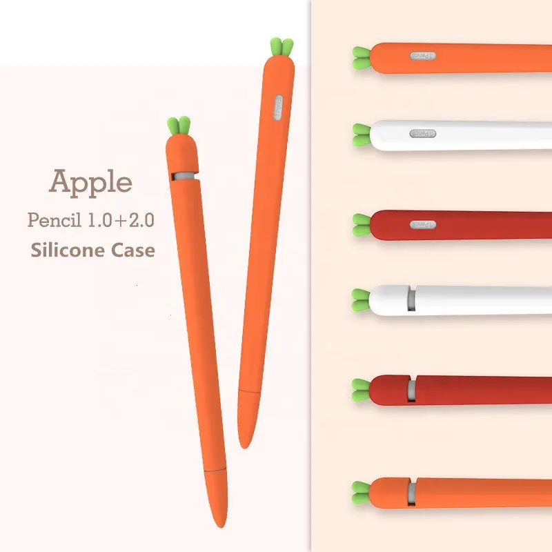 Soft Carrot Silicone Case For Apple Pencil 1 2 Case Compatible For iPad Tablet Touch Pen Stylus Protective Sleeve Cover Coque