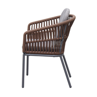 Chaise de salle à manger d'extérieur en rotin tressé avec cordes, mobilier d'extérieur pour hôtel et maison, prix de gros