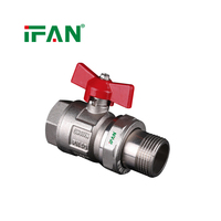 Vanne à boisseau sphérique en laiton IFAN OEM CW617n avec poignée longue pour le contrôle de l'eau chaude et froide